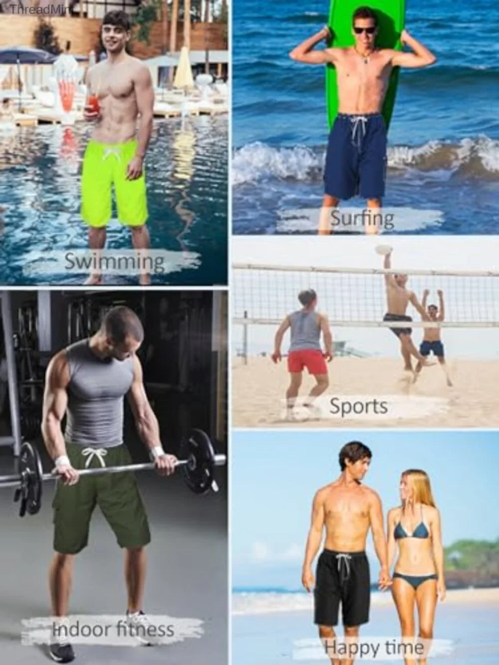 Men's Quick Dry Swim Trunks with Mesh Liner, UPF 50, Drawstring